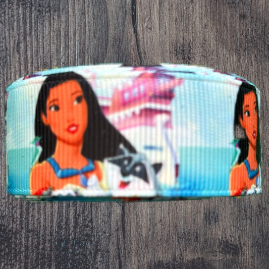 Pocahontas with Blue Background Grosgrain 22mm Ribbon