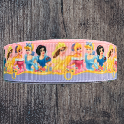 Princesses Characters with Purple Bottom Grosgrain 25mm Ribbon