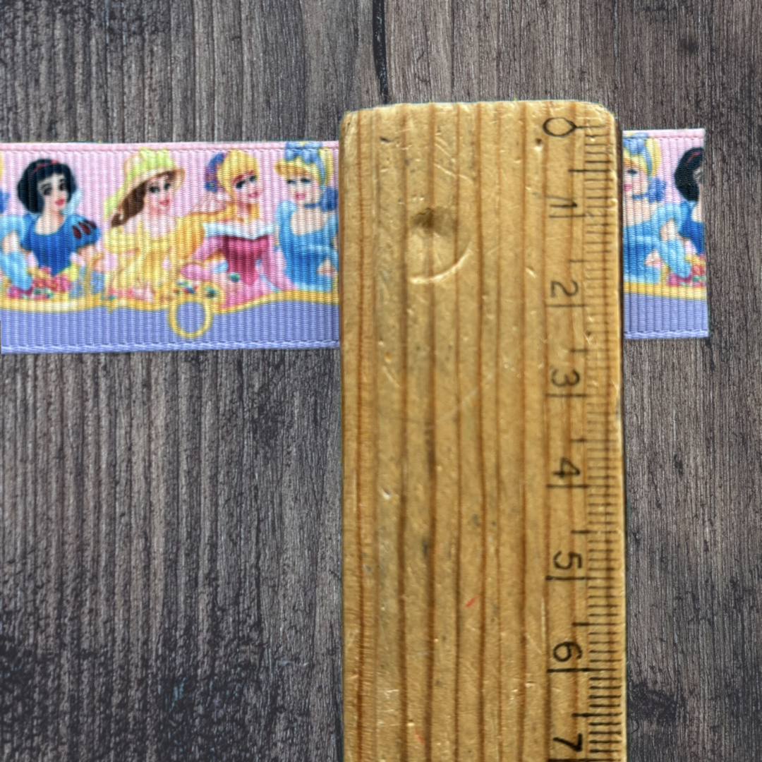 Princesses Characters with Purple Bottom Grosgrain 25mm Ribbon