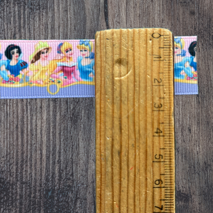 Princesses Characters with Purple Bottom Grosgrain 25mm Ribbon