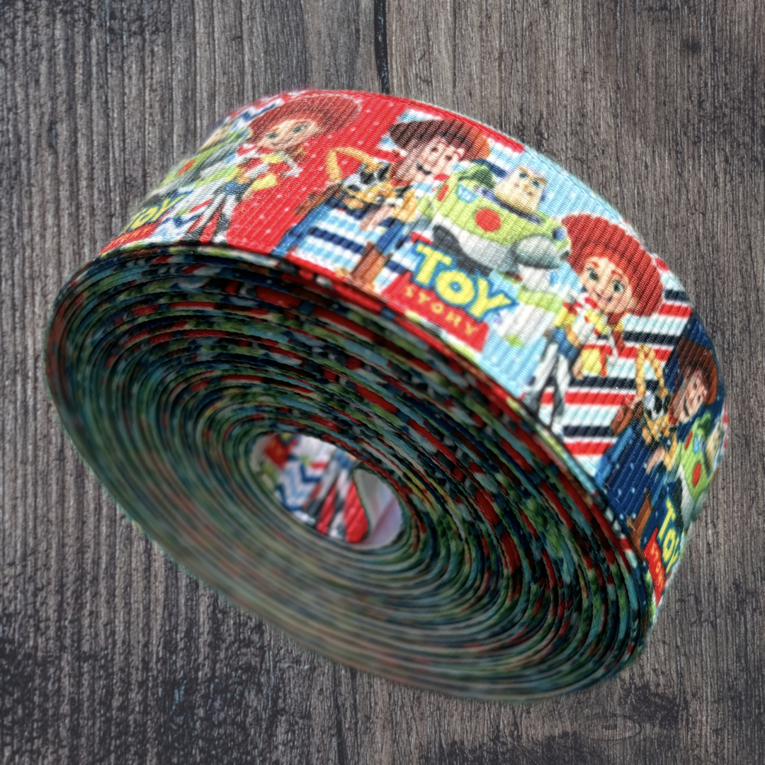 Toy Story with Red Background Grosgrain 25mm Ribbon