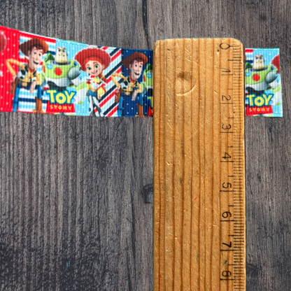 Toy Story with Red Background Grosgrain 25mm Ribbon