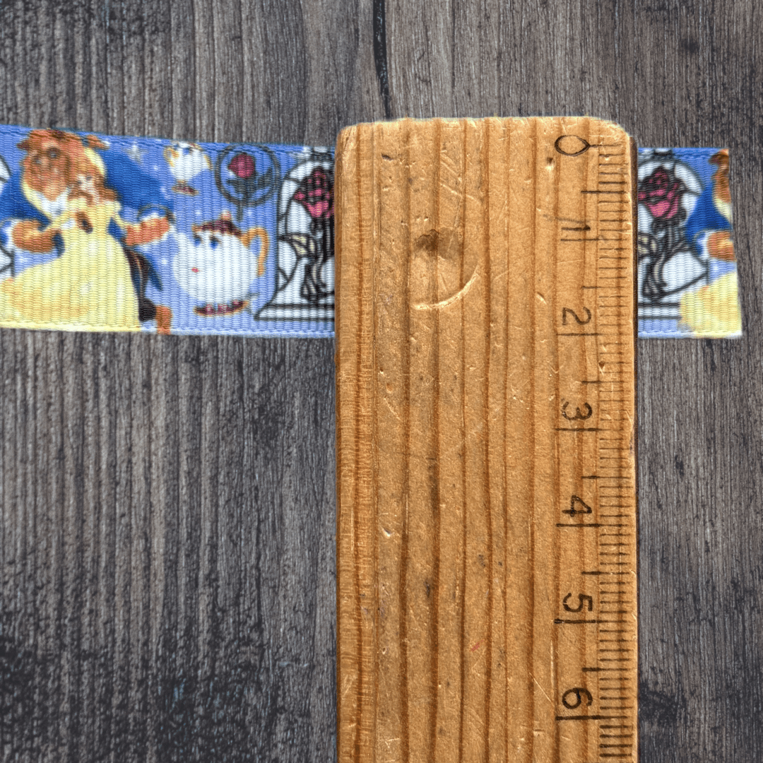 Beauty & the Beast with Purple Background Grosgrain 22mm Ribbon