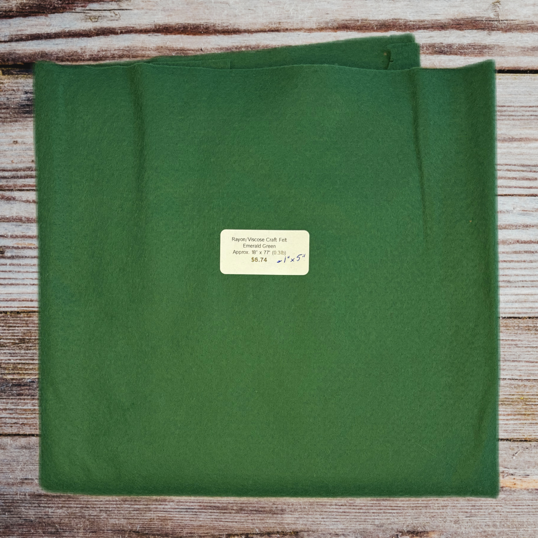 The Felt Emerald Green Rayon/Viscose Felt by the Yard