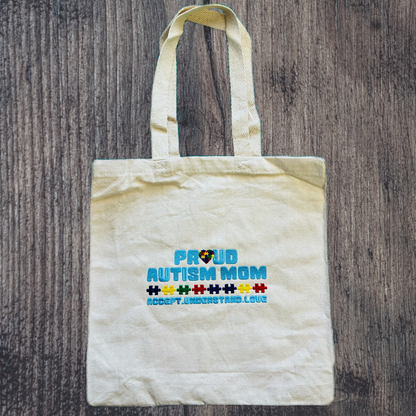 Proud Autism Mom Design Tote Bag