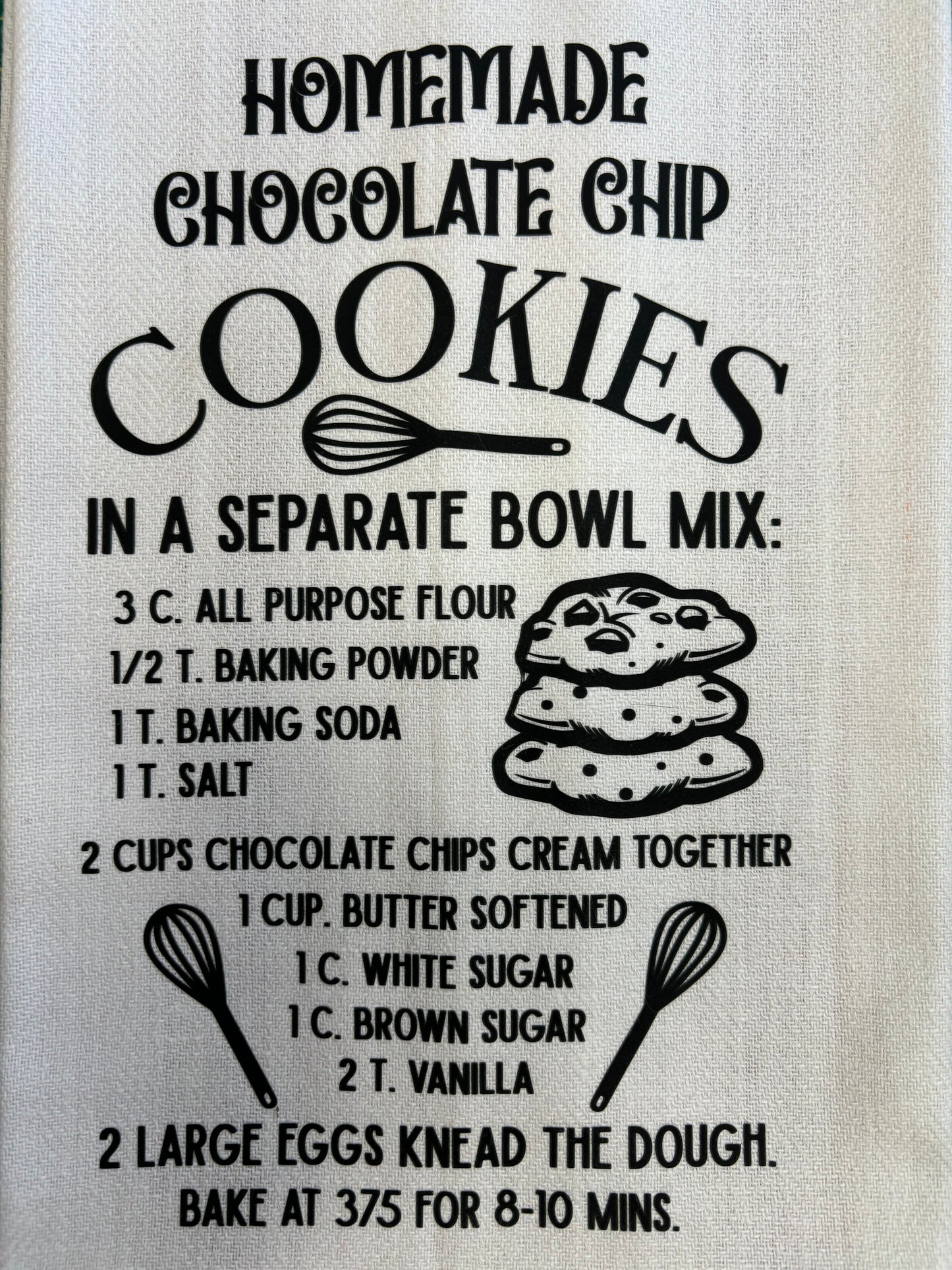 Homemade Chocolate Chip Recipe Tea Towel